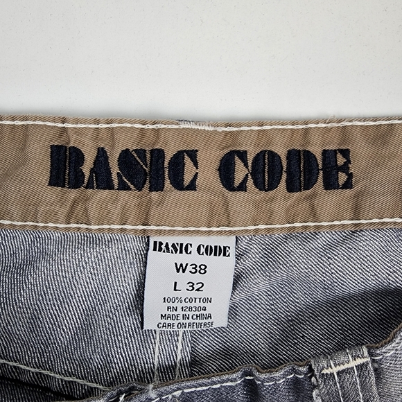 Basic Code Jeans 38x32 Vintage Y2K Baggy Wide Leg Skater Blue Gray Jeans - Picture 4 of 10